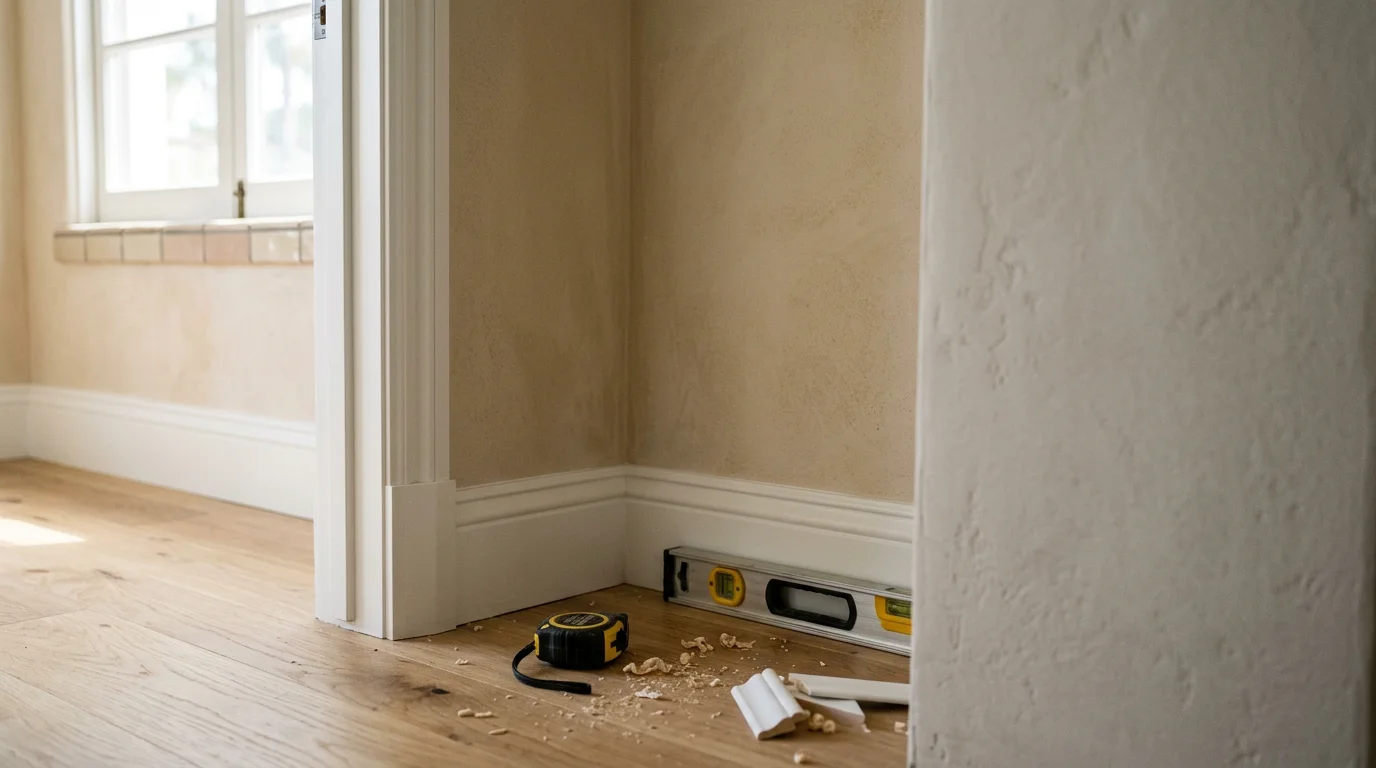 Carpenter installing custom cabinetry in a Los Angeles home